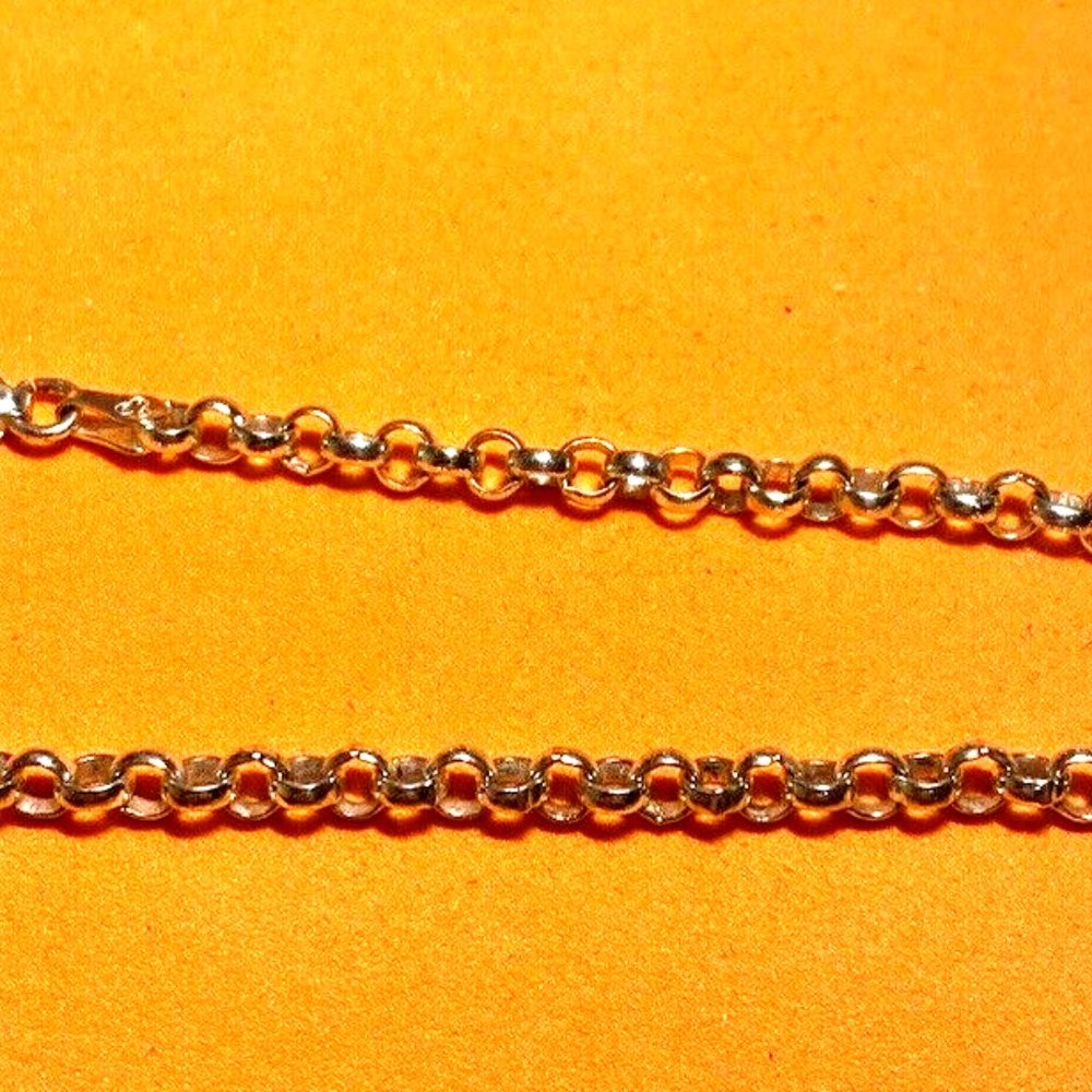 Vintage 925 Italy Sterling Silver 3.8mm Chain Bracelet 9” when open